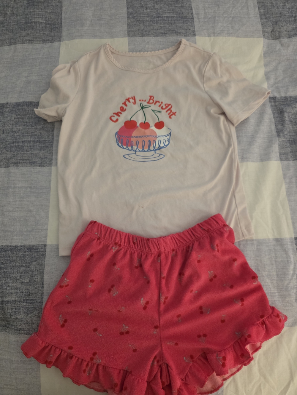 Cat & Jack Pink Cherry Short-Sleeve Girls Pajama Set Sz 8 NWOT